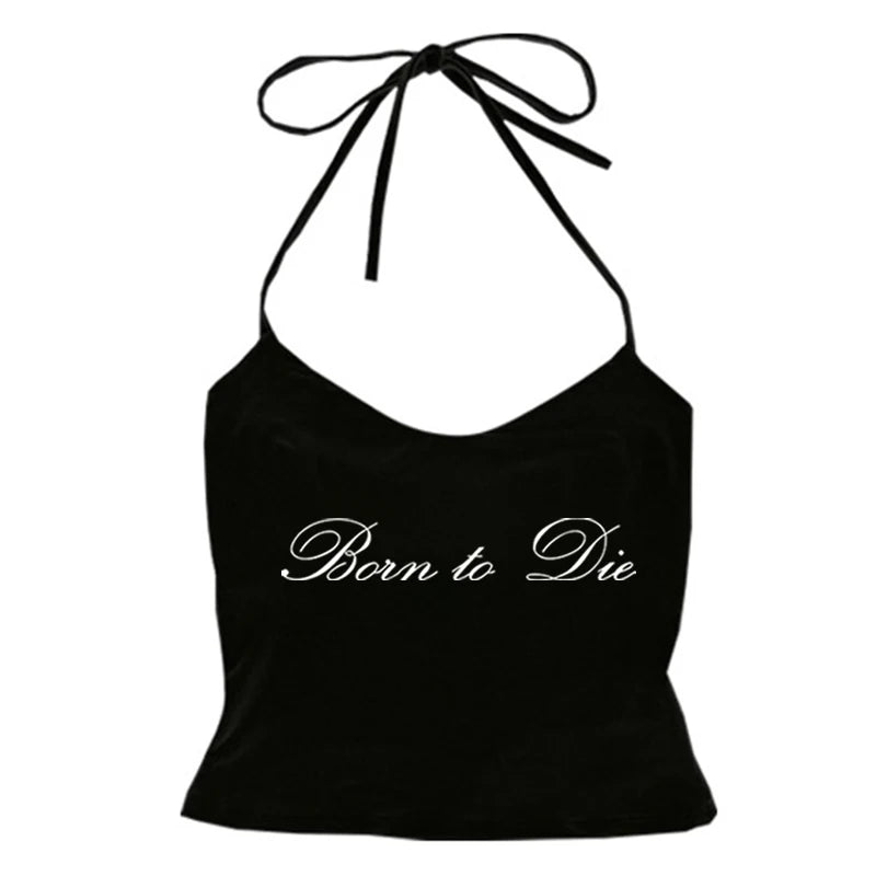 Women's Sleeveless Camisole Y2K Sexy Lace Streetwear Hip Hop Punk Rock vintage Emo Girls Chic Letter Print Gothic Slim baby Tops