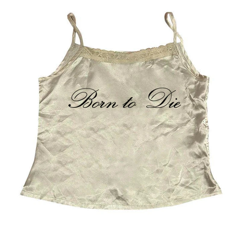 Women's Sleeveless Camisole Y2K Sexy Lace Streetwear Hip Hop Punk Rock vintage Emo Girls Chic Letter Print Gothic Slim baby Tops